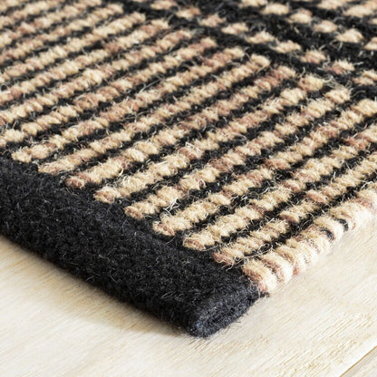 Black and Beige Color  Wool Area Rug