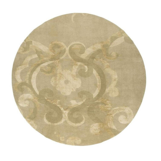 Round  Beige Color Hand-Tufted  Wool Area Rug