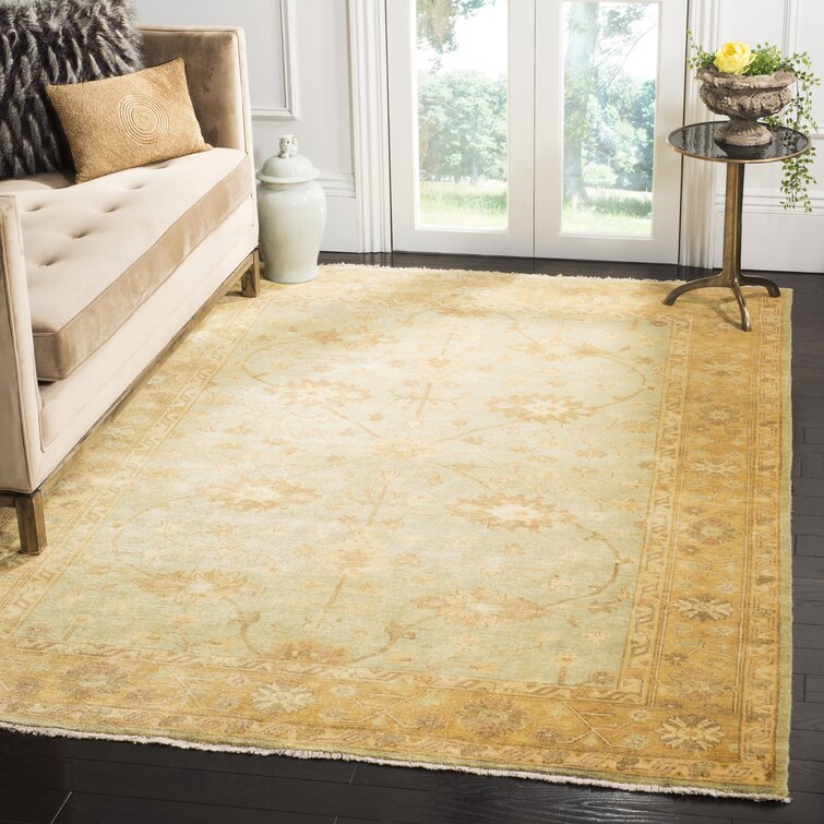 Beige and Orange Color  Wool Area Rug