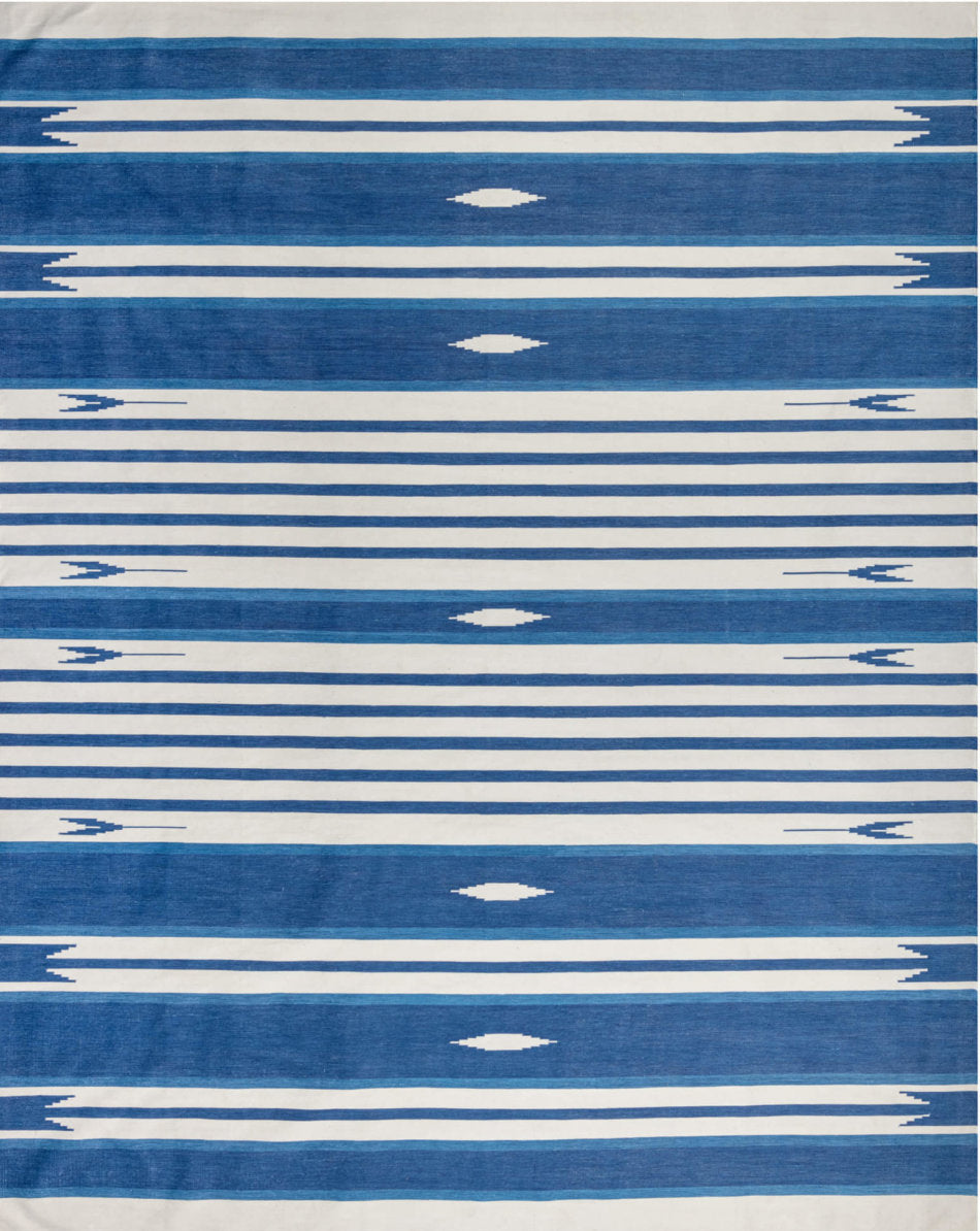 JP0042 PALACE STRIPES – LONDON BLUES & OFF WHITE RUGS