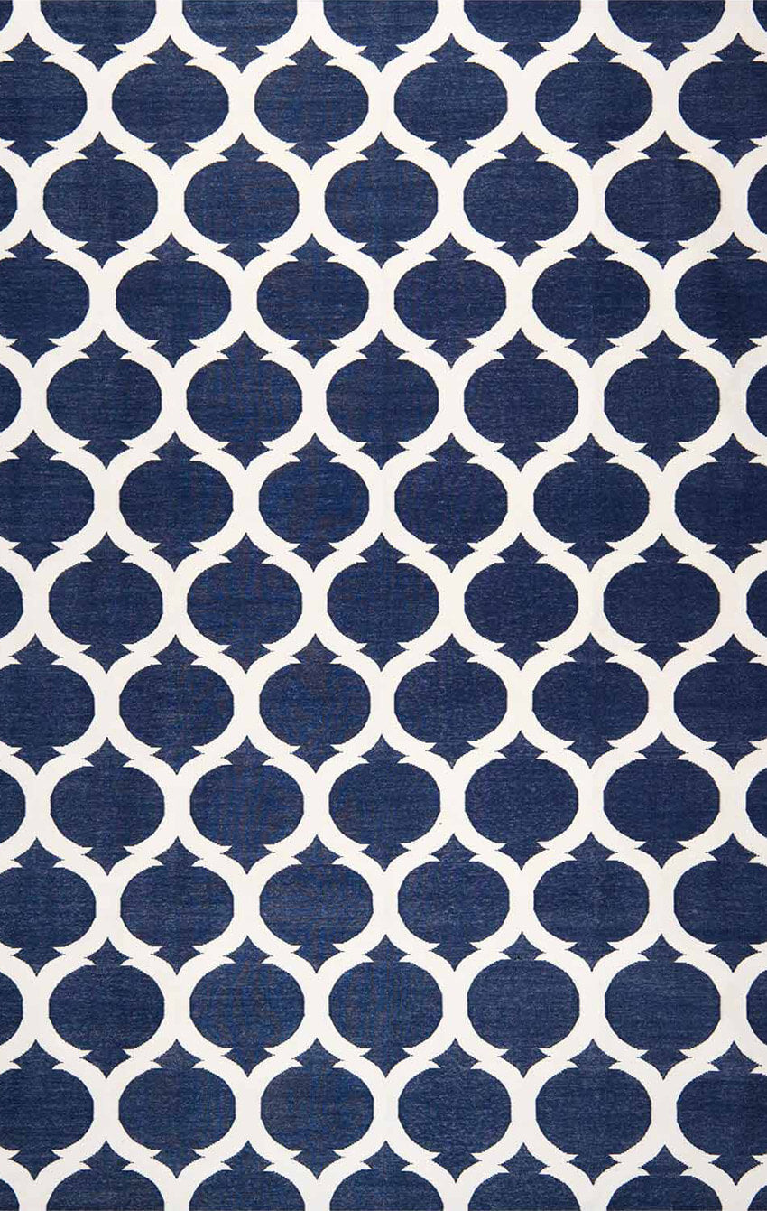 JP0057 LATTICE – ROYAL NAVY & WHITE RUGS