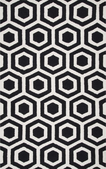 Black Honeycomb Trellis Area Rug