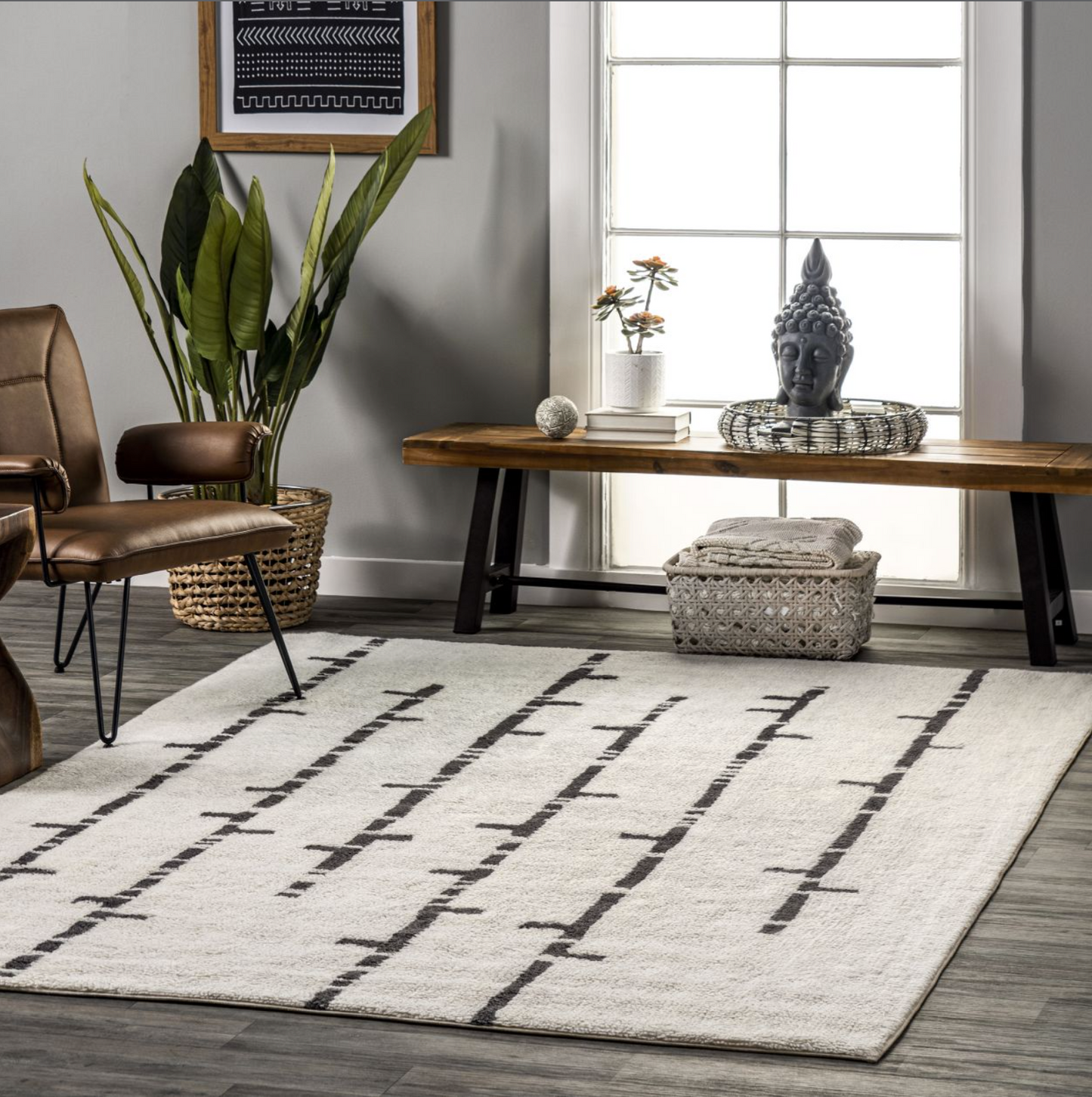 Ivory Isabelle Bars Area Rug