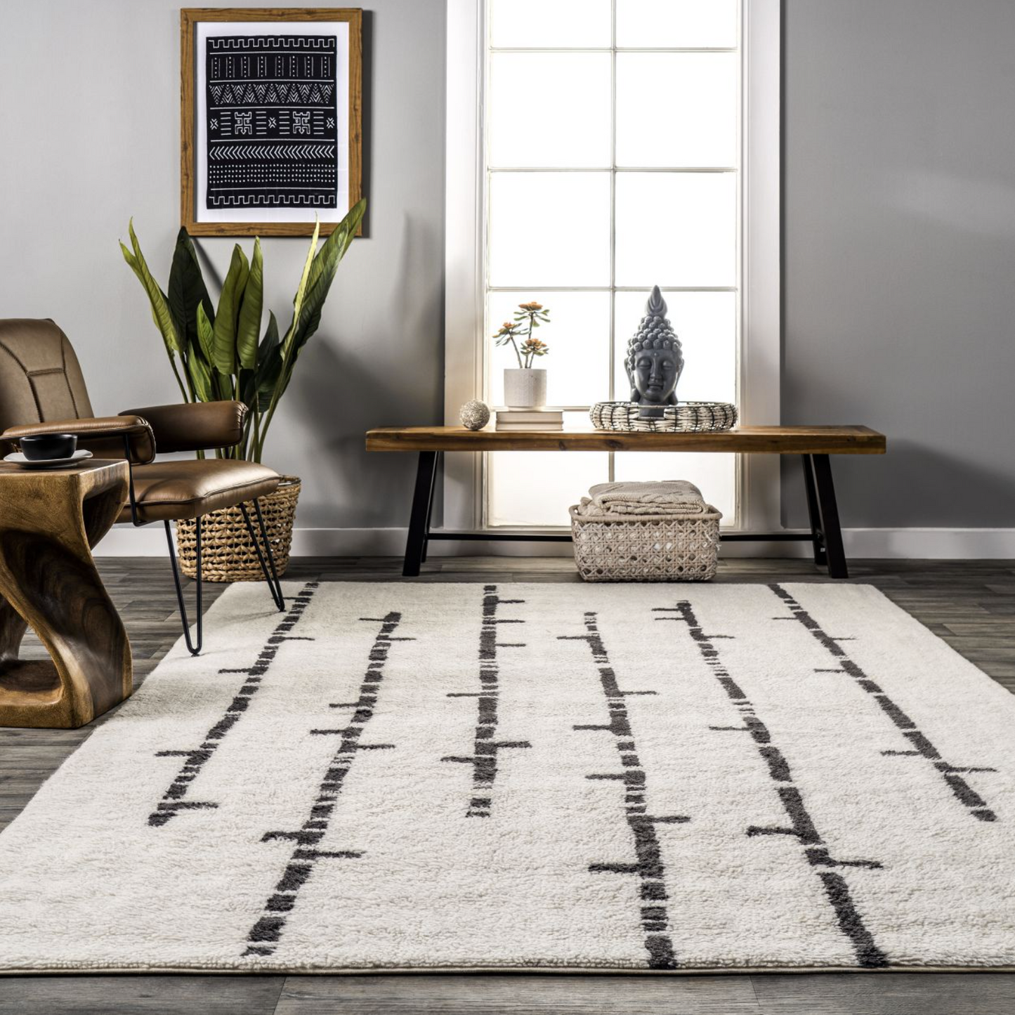 Ivory Isabelle Bars Area Rug