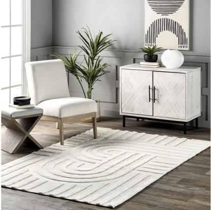 Ivory Idalia Textured Curves Area Rug