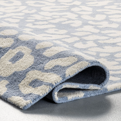 Light Blue Josephine Wool Leopard Area Rug