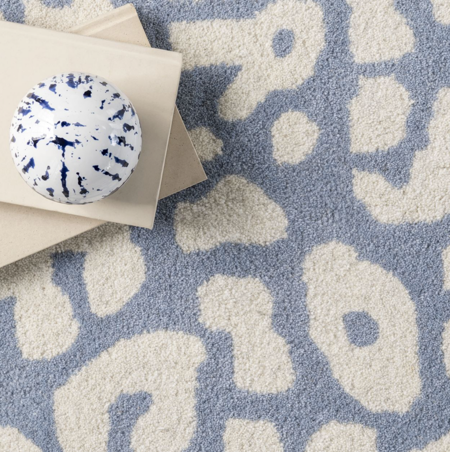 Light Blue Josephine Wool Leopard Area Rug