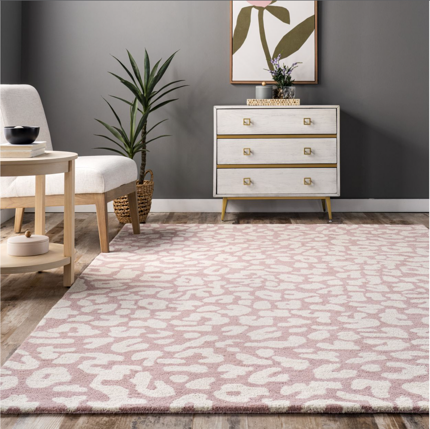 Peach Josephine Wool Leopard Area Rug