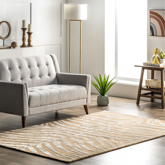 Tan Kylie Wool-Blend Zebra Area Rug