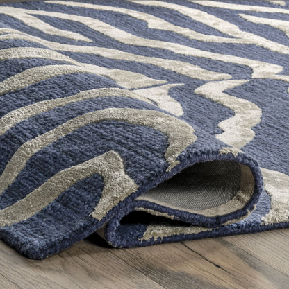 Blue Kylie Wool-Blend Zebra Area Rug