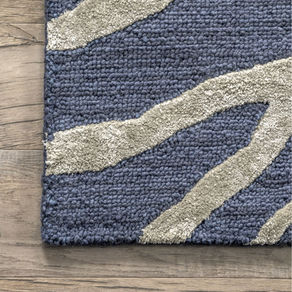 Blue Kylie Wool-Blend Zebra Area Rug