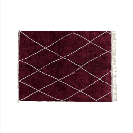 Trellis Burnt Red and Light Grey Bisha Rug