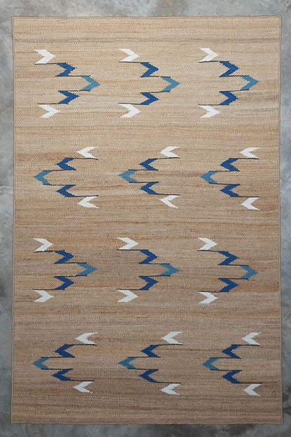 JP004 NATURAL JUTE & BLUE PARADE RUGS