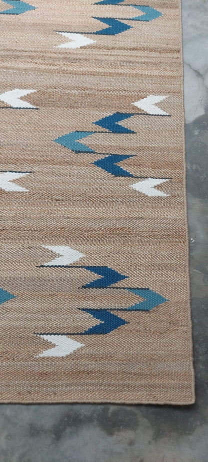 JP004 NATURAL JUTE & BLUE PARADE RUGS