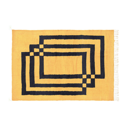 Trio Saffron Yellow and Midnight Black Bisha Rugs