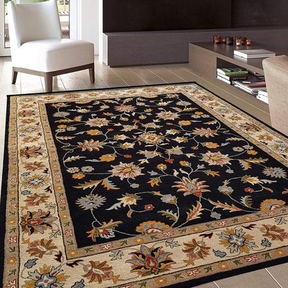 Handmade Black Brown Woolen Persian Rug