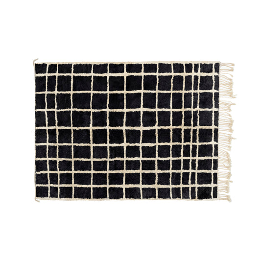 Zenith Midnight Black and Natural wool Bisha Rugs