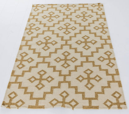 L-021 GOLD CROSS FLATWEAVE DHURRIE Handknotted rug